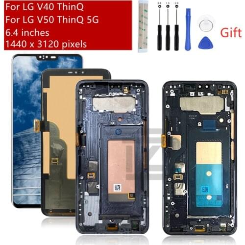 For LG V40 ThinQ v405 LCD Display Touch screen Digitizer Assembly For LG V50 5G ThinQ Screen +Frame Replacement Repair Parts 6.7