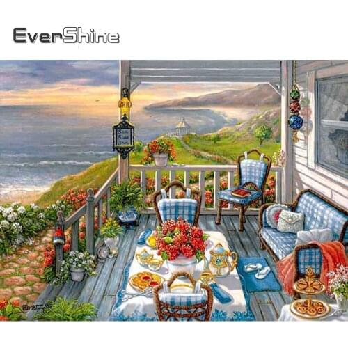 Evershine Diamond Painting Scenery 5D Cross Stitch Mosaic Full Layout Beads Embroidery Rhinestone Picture Garden Wall Stickers