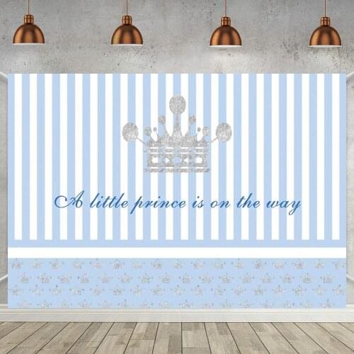 Blue Pink Little Princess Or Prince Newborn Baby Shower Photo Background Golden Grown Decoration Photography Backdrops For Photo