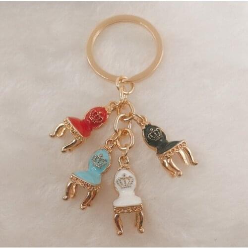 Hot sale cute chair enamel charm keychain making dripping oil metal pendant keychain jewelry
