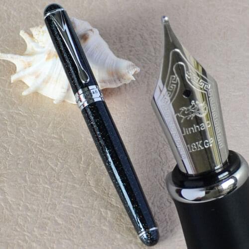 JINHAO X750 BLACK 18KGP 0.7mm BROAD NIB FOUNTAIN PEN SHIMMERING SANDS