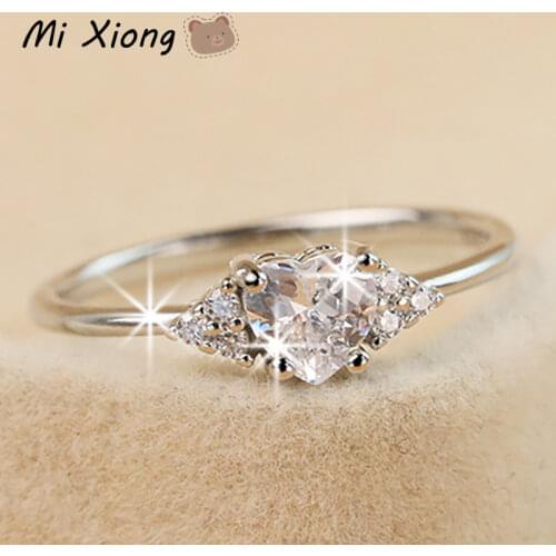 Mi Xiong S925 Sterling Silver Designer Original Heart-shaped Diamond Ring Light Luxury Sweet Romantic Ladies Brand Jewelry