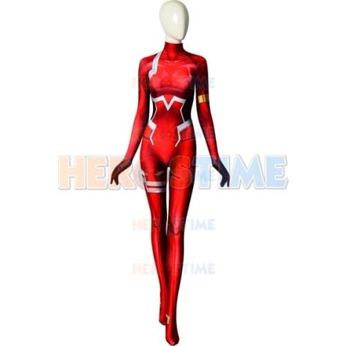 Adults Kids Zero Two DARLING in the FRANXX Cosplay Costume 02 Plugsuit Superhero Halloween Bodysuit Zentai Second Skin Suit