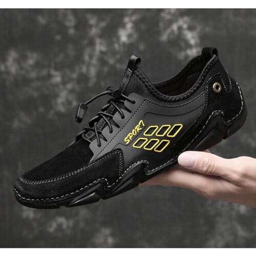 Men Shoes Genuine Leather Mens Shoes Outdoor Non Slip Suede Loafers Luxury Driving Shoes Handmade Breathable Mens Sneakers