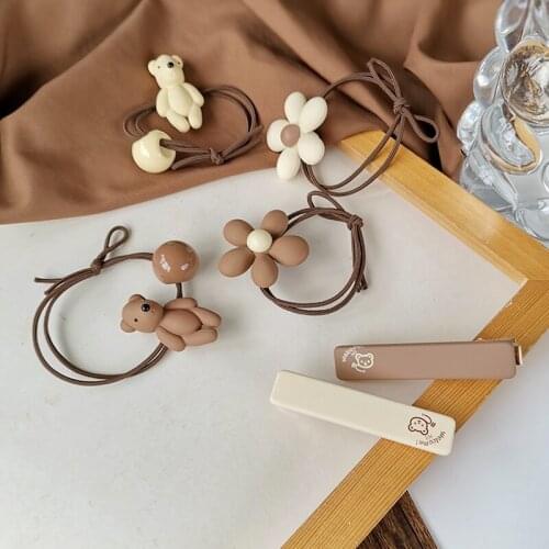 W&G Little Hair Clips Kawaii Cartoon Head Rope Bands Hairpins Girls Lovely Hair Clips Kids Hair Bands Hair Accessories Gift