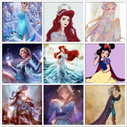 Disney 5D Diy Diamond Painting Cartoon Ice Sister Elsa Anna Cross Stitch Kits Diamond Embroidery Full Round Mosaic Decor Gift