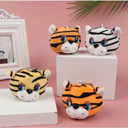 New 2022 Year Tiger Head Stuffed Plush ToyPendant Gift Keychain Plush Toy Doll