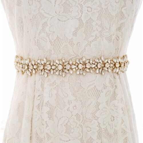 1pc)rhinestone Bridal Belt Wedding With Crystal Diamond Wedding Dress Gold Accessories Belt Sash For Wedding Dress Y165g
