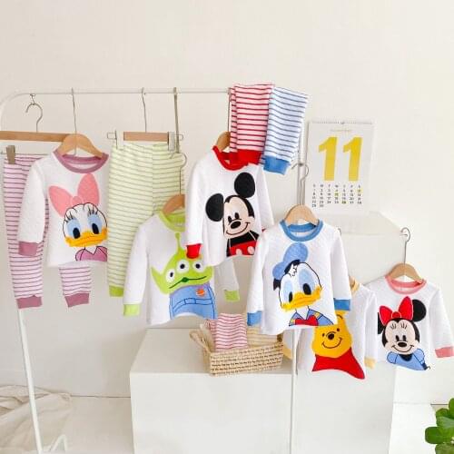 Autumn and Winter New Cartoon Childrens Hoodie Pants Set Boys and Girls Childrens Two-piece Set of Home Clothing Pajamas