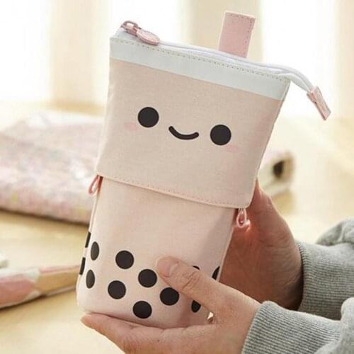 Pencil Box Large Capacity Multiple Pockets Stationery Pencil Case Canvas Cartoon Shape Folding Pen Box Organizer Box for Student