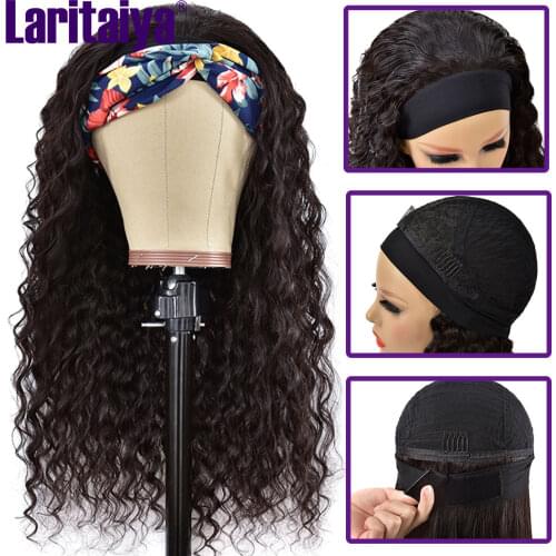 Peruvian Loose Deep Wave Headband Wig 100% Human Hair Headband Wig 10''-30" No Gel No Glue Scarf Wig Deep Wave Wig With Headband