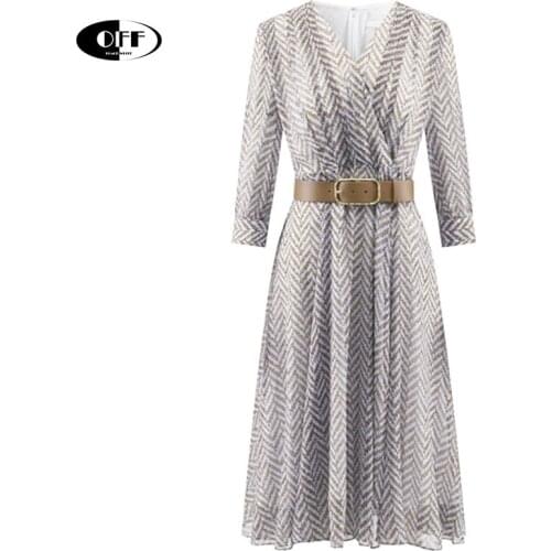 Autumn V-neck Midi Dress Vintage Printed Fashion Traf Casual Chic Hot Elegant Vestidos Women Dresses Female Clothes Ladies Robes