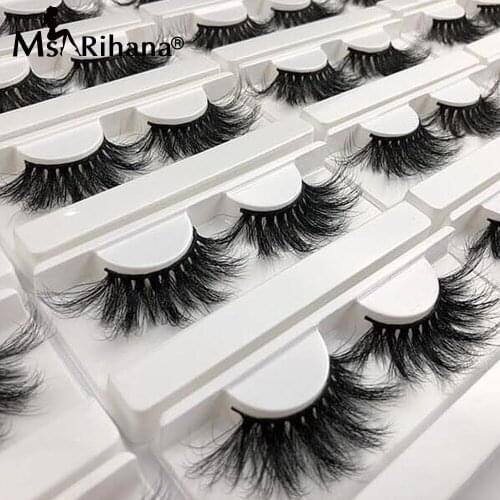 Fluffy 8D Fake Eyelashes 20/50/100 Pairs Thick Long 25MM Lashes Mink Natural Magnetic Eyelashes Bulk 5D Eyelash Case Custom Logo