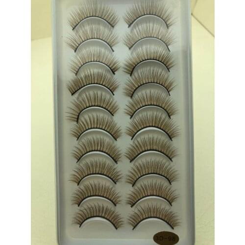 QUXINHAO 10Pairs Natural Short Black and purple color doll eyelashes Eyelashes Nude Makeup Cross False Eyelashes Fake
