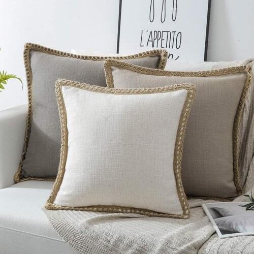 Luxury Pillowcase Solid Color Sofa Linen Throw Cushion Cover for Living Room Pillow Case Car Seat Chair Decor 45x45/50x50cm