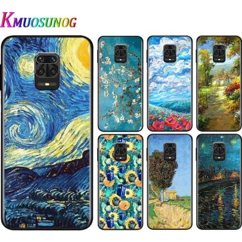 Silicone Black Cover Van Gogh Star flower For Xiaomi Redmi Note 9 9S Pro Max 8T 8 7 6 5 Pro 5A 4X 4 Phone Case Bag