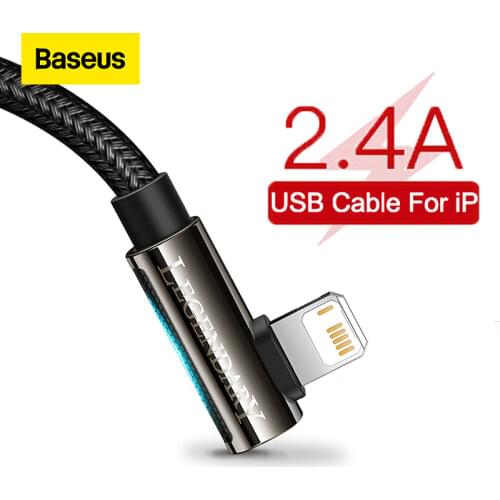Baseus USB Cable for iPhone 12 11 Pro Max XR 8 Plus Cable 2.4A Fast Charging for iPhone X 7 Charger Game Cable USB Data Line