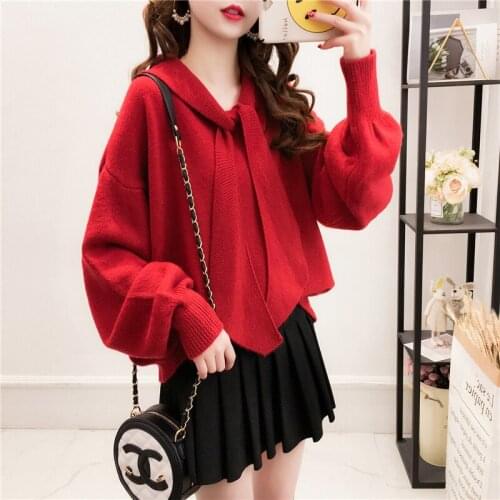 Spring and Autumn Japanese Soft Girl Kawaii Sweet Beauty Sweater Loose Lace Sweater Pullover Small Fresh Sweater