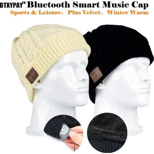 200p!Wireless Bluetooth Beanie Knitted Cap Plus Velvet Winter Warm Earphone Hat,for iPhone Smart phone Mic Hand-free Magic Music
