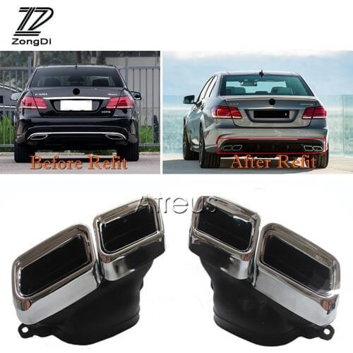 ZD 1Set Car-styling For Mercedes Benz W222 W212 W205 R231 S65 S63 E63 Chrome 304 Stainless Steel Car Exhaust Pipe Muffler Tips