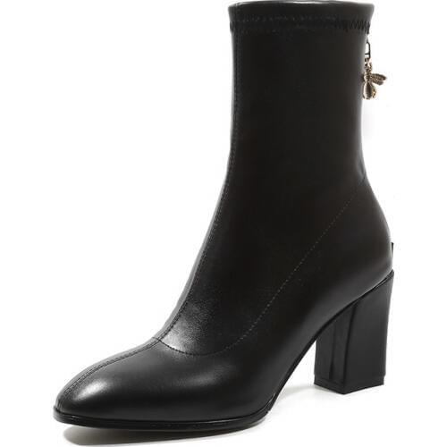 Winter fashion leather boots 2018 square thick with high heel boots tide of 40 to 43, 1896