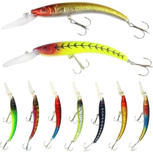 10pcs Fishing Lures Plastic Minnow Long Tongue Fishing Lures 15.5cm 6.1″ 16.3g Hard Floating Laser Aritificial Wobblers Bait