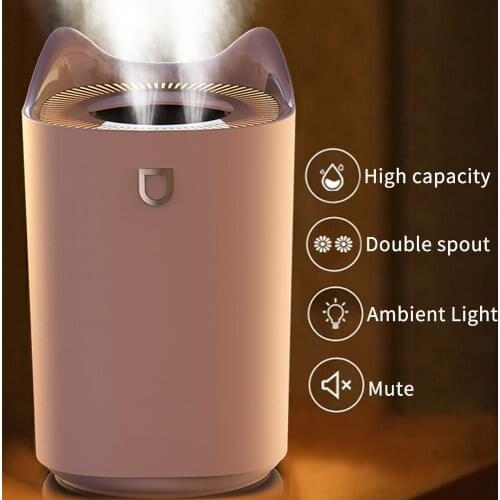 300ML USB Humidifier， Double Nozzle Humidifier， Aroma Diffuser Diffuser For Home, Car, Bedroom, Living Room With LED Night Light