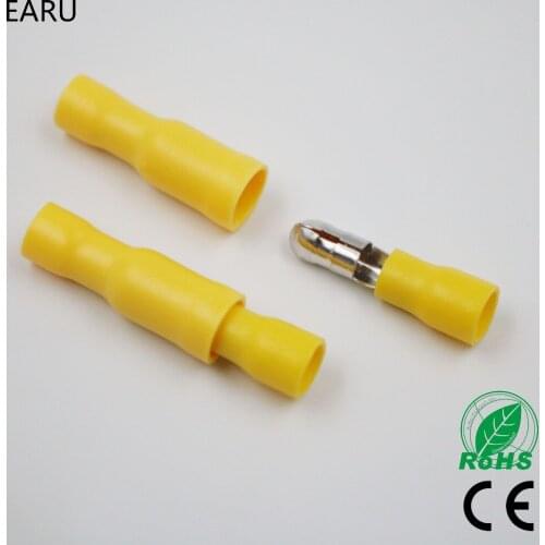 50pcs Yellow Male Female Bullet Insulated Connector Crimp Terminals Wiring Cable Plug FRD5.5-195 FRD5-195 MPD5.5-195 MPD5-195