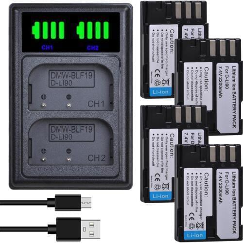 Batmax D-LI90 DLI90 Battery+New LED Dual Charger with Type C Port For PENTAX 645D 645Z K-01 K-1 K-3 II K-5 II K-5 IIs K-7 K01 K3