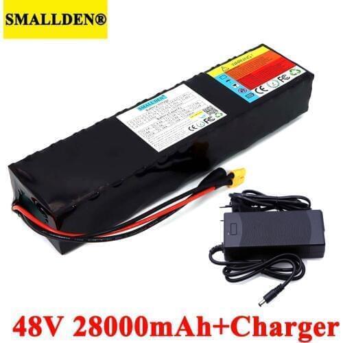 48V 28Ah E-bike battery pack 18650 13S 28000mAh li-ion battery E-bicycle conversion kit 1000w and Charger XT60 Plug