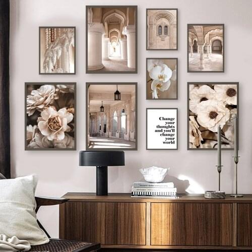 Magnolia Palace Architectured Arched Door Canvas Painting Nordic Poster Print Wall Art Picture Modern Living Room Decor