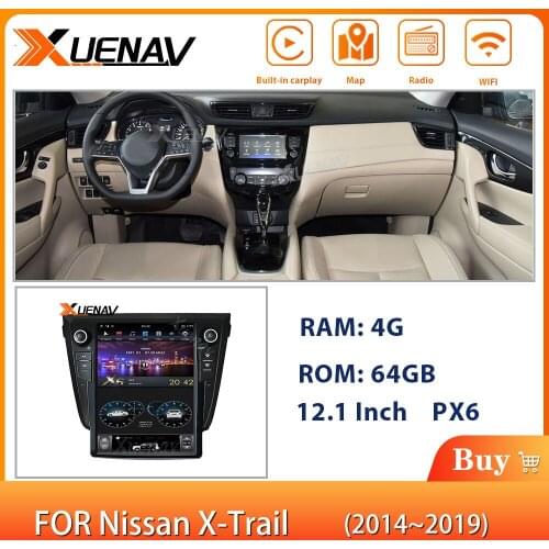 XUENAV 12.1 Inch 2Din PX6 Android System Car GPS Navigation For-Nissan X-trail 2014-2019 Autoradio DVD Multimedia Player Head Un