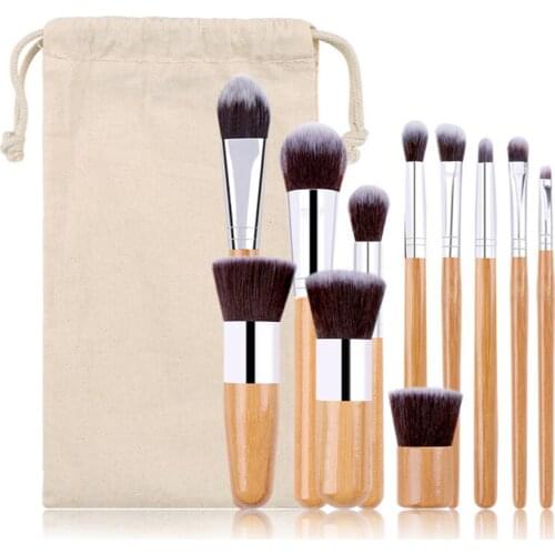 Bamboo Handle Makeup Brush Linen Bag Makeup Brush Set Eye Shadow Brush Beauty Tool Can Be Purchased Wholesale Highlighter Brush