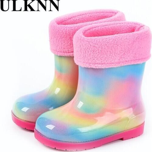 ULKNN Infant Rain Shoes For Children Pink Baby Boots Kids Private Water Color Girls Boots Shoes Boys Rain Boot Kids Yellow Shoe