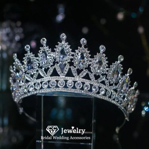 CC Big Crown Wedding Accessories for Women Engagement Hair Ornament Bridal Hairwear Trendy Headdress Pageant Tiaras Crowns QS75