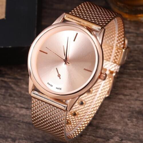 Relogio Feminino Women Luxury Watch Watches Rose Gold Metal Mesh Band Stainless Steel Analog Quartz Wristwatch Minimalist Female