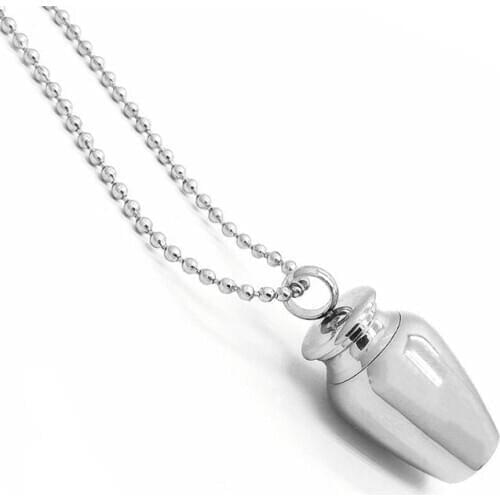 Pet Ashes Cylinder Memorial Urn Necklace Stainless Steel Cremation Jewelry