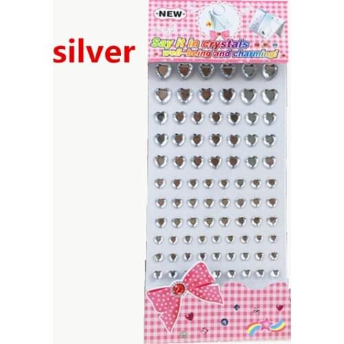 Childrens stickers Sliver Single Crystal Heart Rhinestones Diy Stickers kids gifts Holiday decoration toy sticker