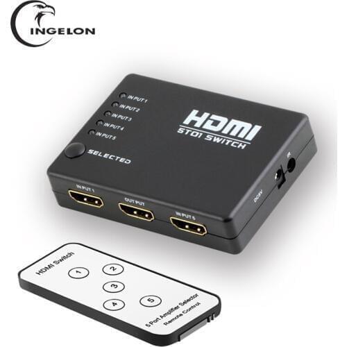 New HDMI Splitter Switch 5 in 1 HD TV 3 in 1 Selector 1080P With CR2025 Battery Remote Control for XBOX 360 PS4/3 Projector DVD