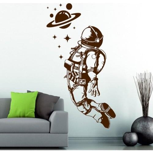 Cosmic Space Stars and Planets Astronaut Spaceman Wall Sticker Vinyl Home Decor Boys Childrens Room Playroom Decals Mural S292