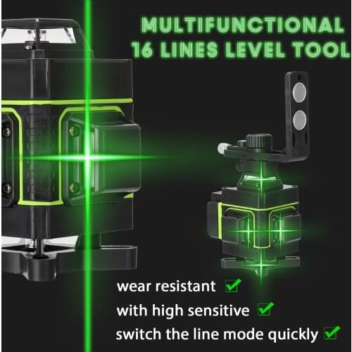 LCD Display 16 Lines Laser Level Tool Vertical Horizontal Line 3° Self-leveling with Laserline Brightness Adjustable Function