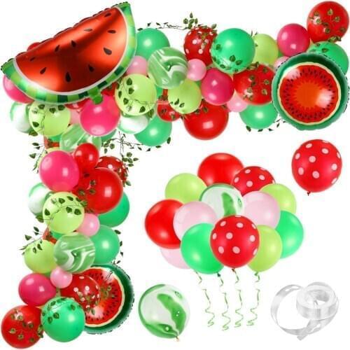 Summer Kids Birthday Party Balloon Kit Fruit Balloon Garland Watermelon Balloon Banner Pineapple Balloon Arch Kit Red Green Ball