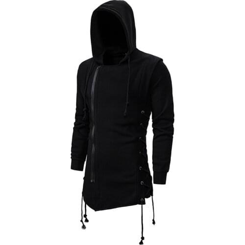 LUCLESAM men Harajuku zipper Hem slit hoodies male fashion hooded pullover polerones de hombre los hombres sweetshirts