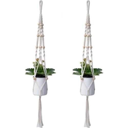 Set of 2 100% Handmade Macrame Plant Hanger Hanging Plant Pot Basket Macrame Hanging Planter Flower Pot Holders