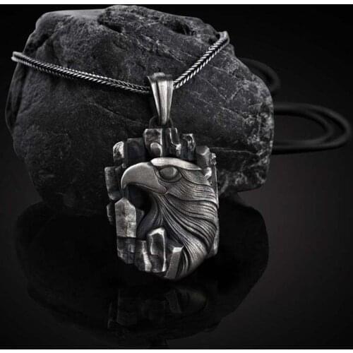 New fashion ins style European and American mens animal personality pendant eagle head tag hip hop necklace accessories