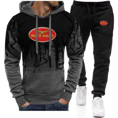 Spring Autumn Moto Guzzi 2021 New Sweatpants Hoodie Sportwear Suit Clothes Gradient Comfortable Hooded Tracksuit 2 Pieces Sets