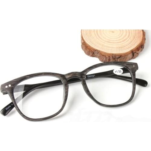 Diopter +1 +1.5 2.0 2.5 3.0 3.5 4.0 Imitation Wood Grain Reading Glasses Women Men Fashion Presbyopia Eyeglasses Protection Eye