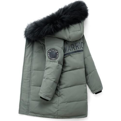 Children Boys Down Jackets Winter 10 12 years Parkas Real Fur Hooded Thicken Warmly Kids Teen Snow Coat