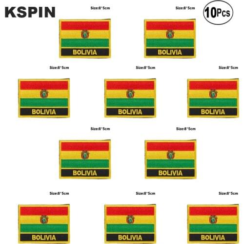 Bolivia Flag Embroidery Patches Iron on Saw on Transfer patches Sewing Applications for Clothes in Home&Garden