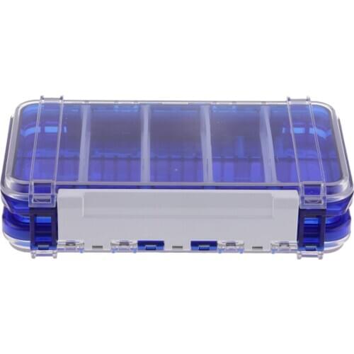 Plastic Two-sided Fishing Lure Box Double Sided Tackle Box Organizer Blue